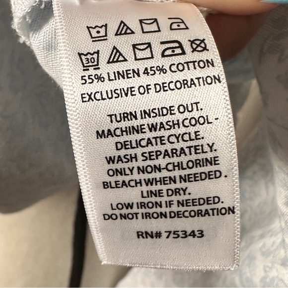 Joie Linen Blend Embroidered Peasant Top Tassels Smocked Neck Flowy Preppy Beach - Picture 14 of 17